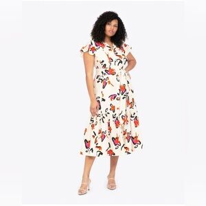 Tanya Taylor Cream Floral Midi Dress